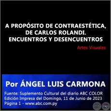 A PROPSITO DE CONTRAESTTICA, DE CARLOS ROLANDI. ENCUENTROS Y DESENCUENTROS - Por NGEL LUIS CARMONA - Domingo, 11 de Junio de 2023